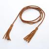 Leather Designer Braid Waist Belt With Tassel