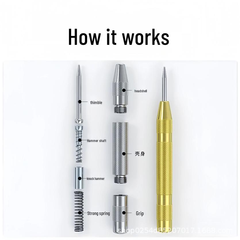 High Hardness Automatic Center Punch for Drilling Wood, Metal, and Stainless Steel