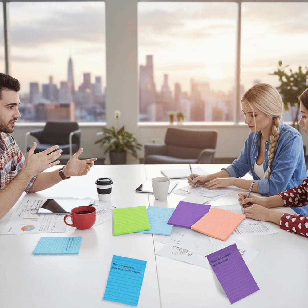 8Pcs with Lines Memo Pad Paper 8 Rainbow Color Writing Memo Pad Student Writing Marker  Notepad