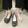 Plus Women's Shoes Bean Shoes Women's Spring Soft Sole Fat Feet Wide Fat Single A Slip-on Shoes Low Heel Round Toe Ballet Shoe