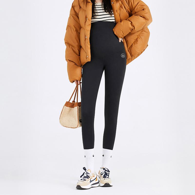 Maternity Pants Autumn and Winter New Constant Temperature Belly Pants Maternity Pants Shark Pants Simple Maternity Leggings Nine-point Pants