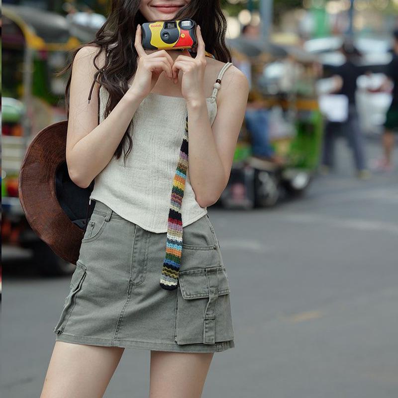 French-Style Women's Summer Camisole: Unique Sleeveless Top with Thai-Inspired Design