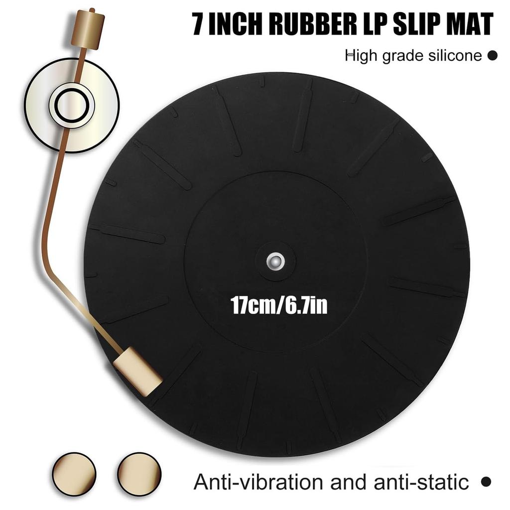 Asixxsix Turntable Platter Rubber Turntable Platter Slip Compatible with All LP Record Reduces Vibration and Improves Sound Quality Mat, 7-inch Mat,