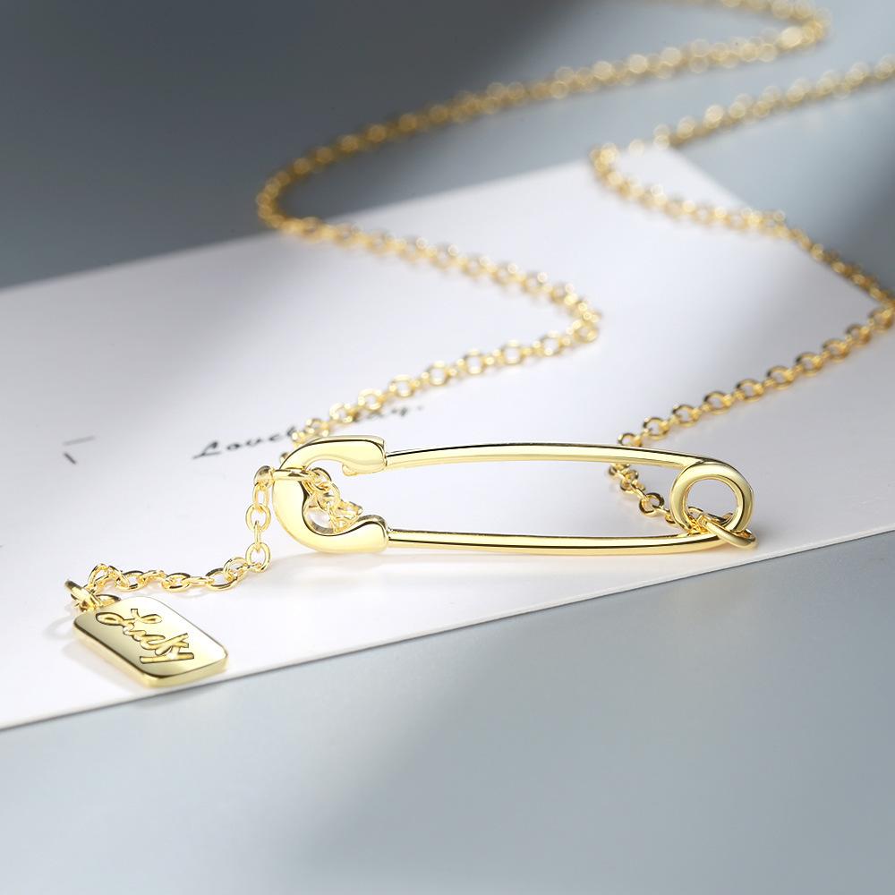 Safety Paper Pin Clip Pendant Necklace For Women Hollow Tassel Collarbone Chains Choker Women's Necklace Fashion Jewelry
