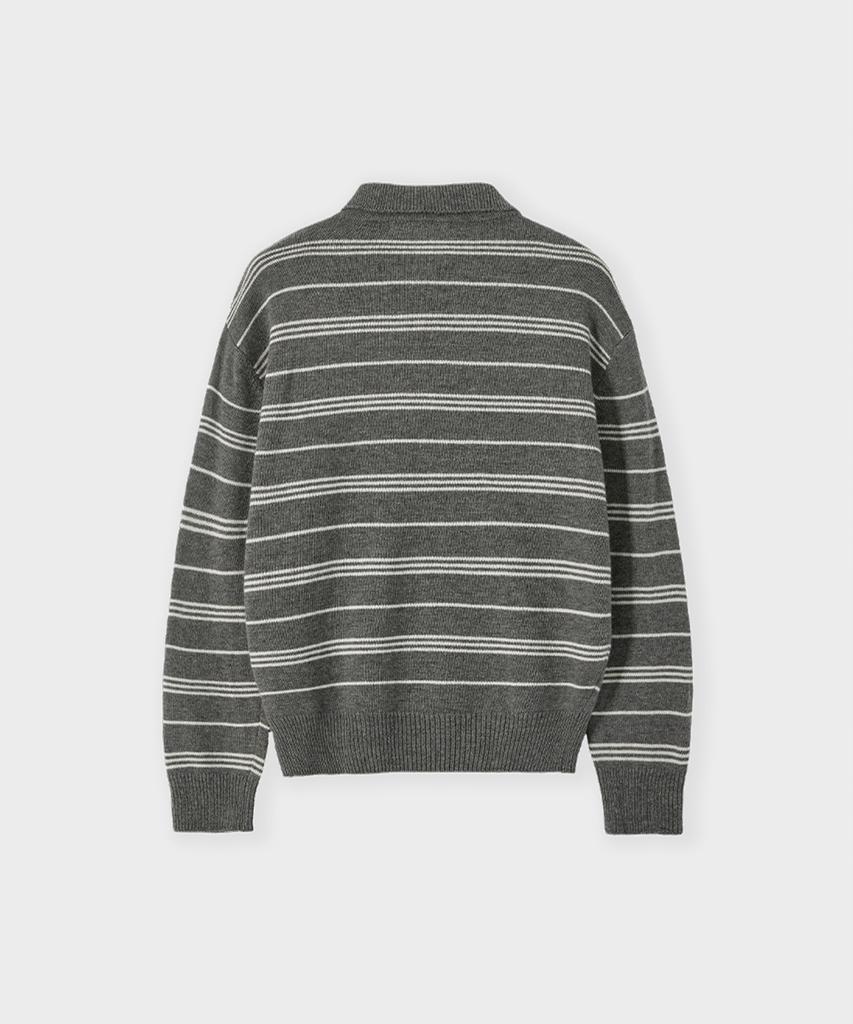 Aleukaig Stripe Collar Knit_Charcoal