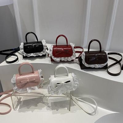 Borsa a Spalla in PU con Fiocco in Pizzo da Donna Leggera Portatile Borsa da Mano da Donna Portafoglio per Rossetto Borsa a Tracolla Casual per Ragazze Pochette