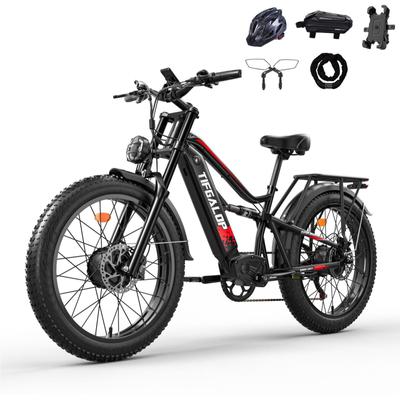 TIFGALOP ES7 PRO All Terrain Elektrische Fiets 26 inch Dikke Banden 52V750W*2 Motor 40-80KM actieradius 52V21AH Batterij E-Mountainbike