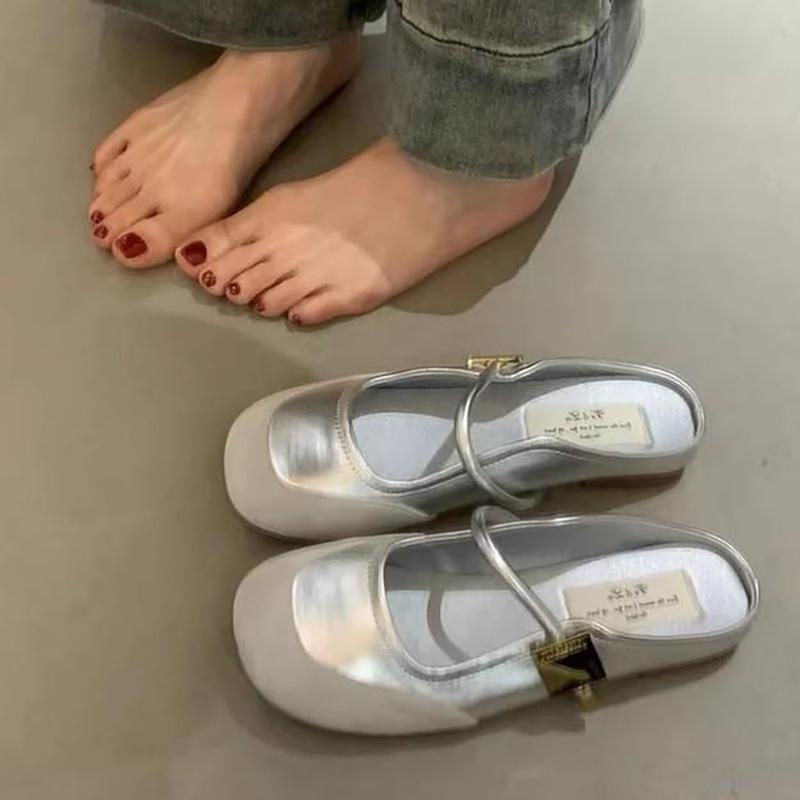 Fan Jieya rode Mary Jane schoenen damesschoenen 2025 lente en herfst nieuw ronde neus zachte zool één bandje met lage wreef Franse enkellaarsjes