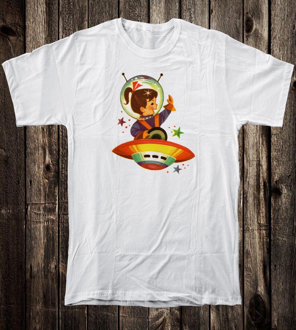 

Retro Novelty Tee T Shirt Vintage Mid Century Art Atomic Astronaut Kid #7 XL