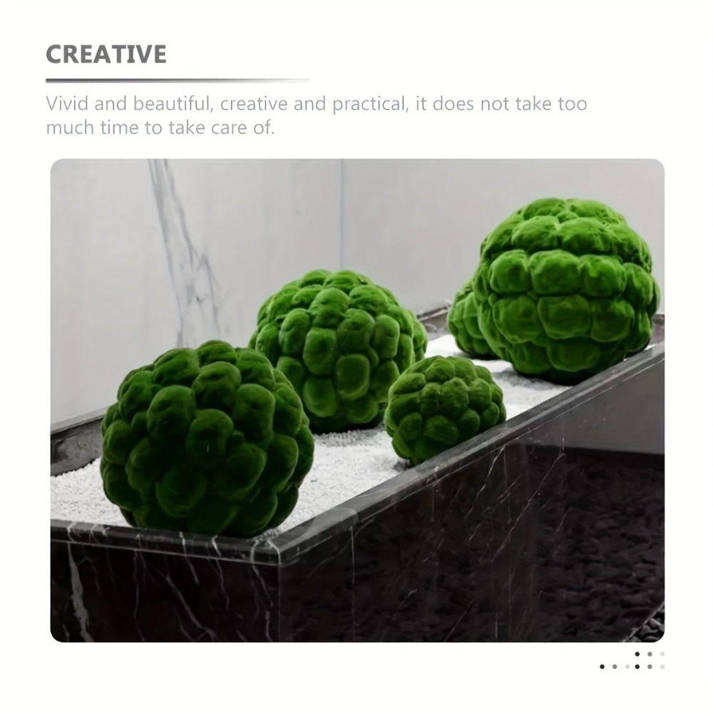 Lifelike Faux Green Plants Durable Flocking Green Ball Artificial Moss Ball Office