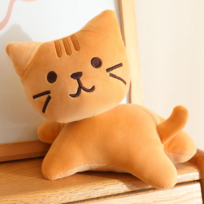 10/20CM Cute Japanese Cute Cat Plush Tilt Head Lying Kitten Plush Toy Cartoon Cat Pendant Keychain Plush Doll 10cm жёлтый