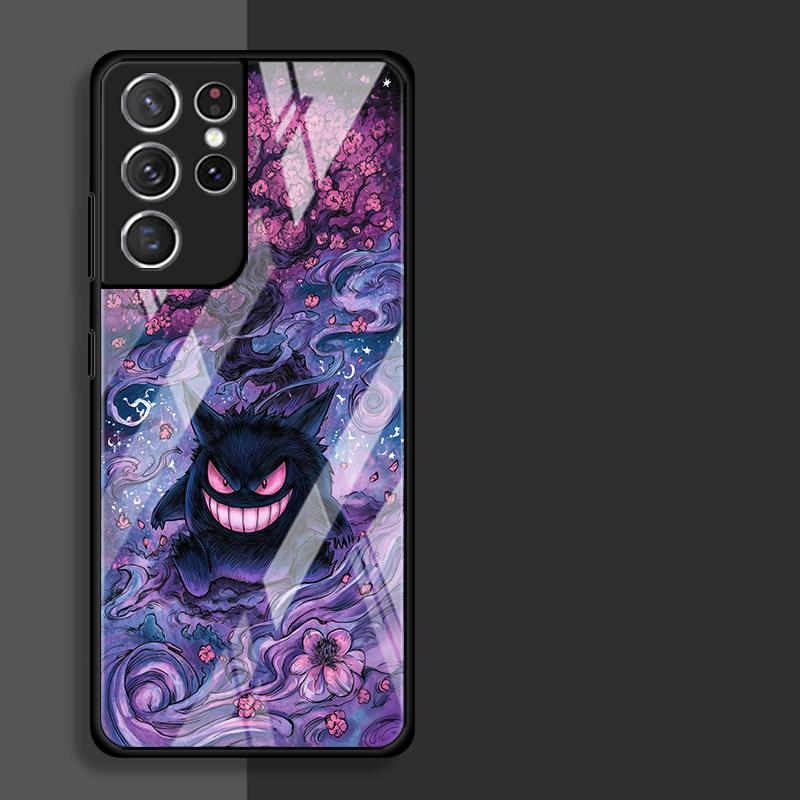 Luxury Phone Cover Glass Case for Samsung Galaxy S26 S25 Ultra S24+ S23 Plus S21 S25+ S22 S23+ S24 S20 FE Gengar Pokemon Cool