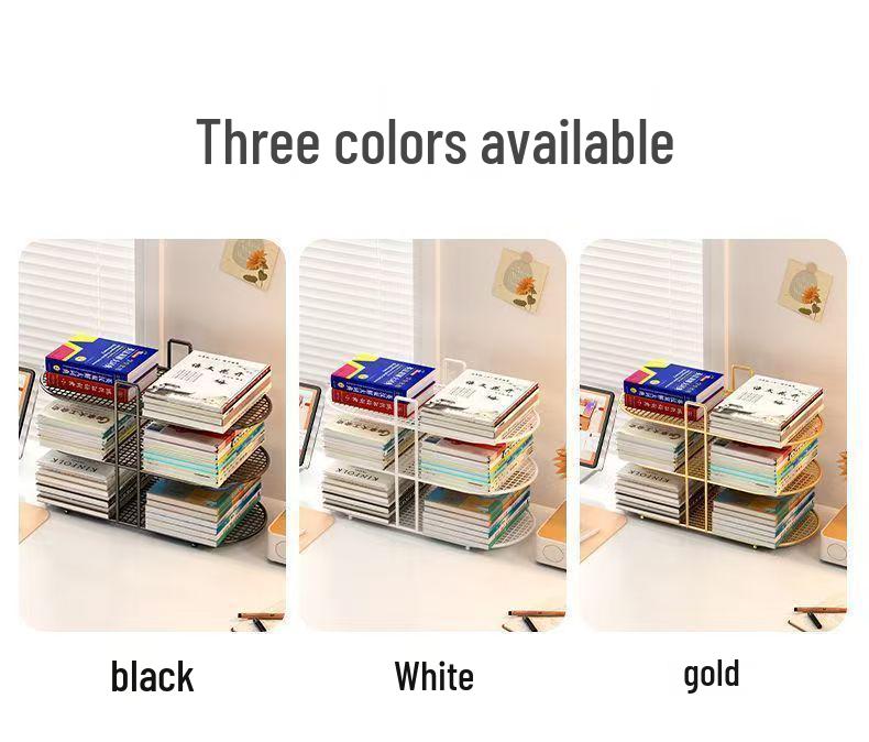 Simple Iron Art Desktop Bookshelf - Office & Student Organizer for Books & Magazines