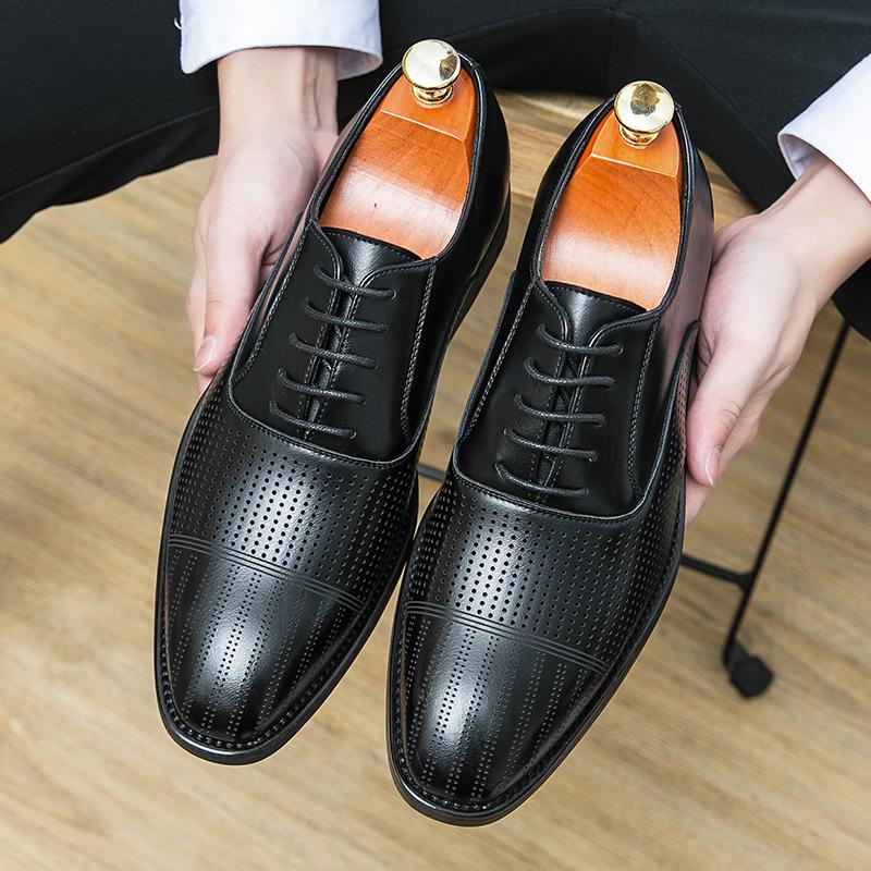 

Модная мужская удобная обувь для рабочего стола, роскошные брендовые мужские оксфорды, кожаные модные деловые туфли для мужчин с острым носком, повседневная мужская обувь 44 чёрный