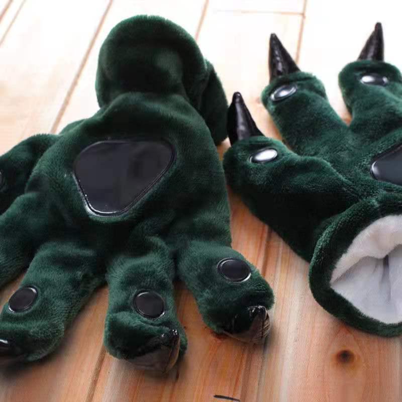 Unisex Dinosaur Claw Cotton Slippers: Cozy Autumn/Winter Velvet Heels, Large Sizes