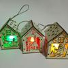 Multicolored LED Light Up Wooden Christmas Cabin Ornament for Tree Decorating Party Homes Decoration