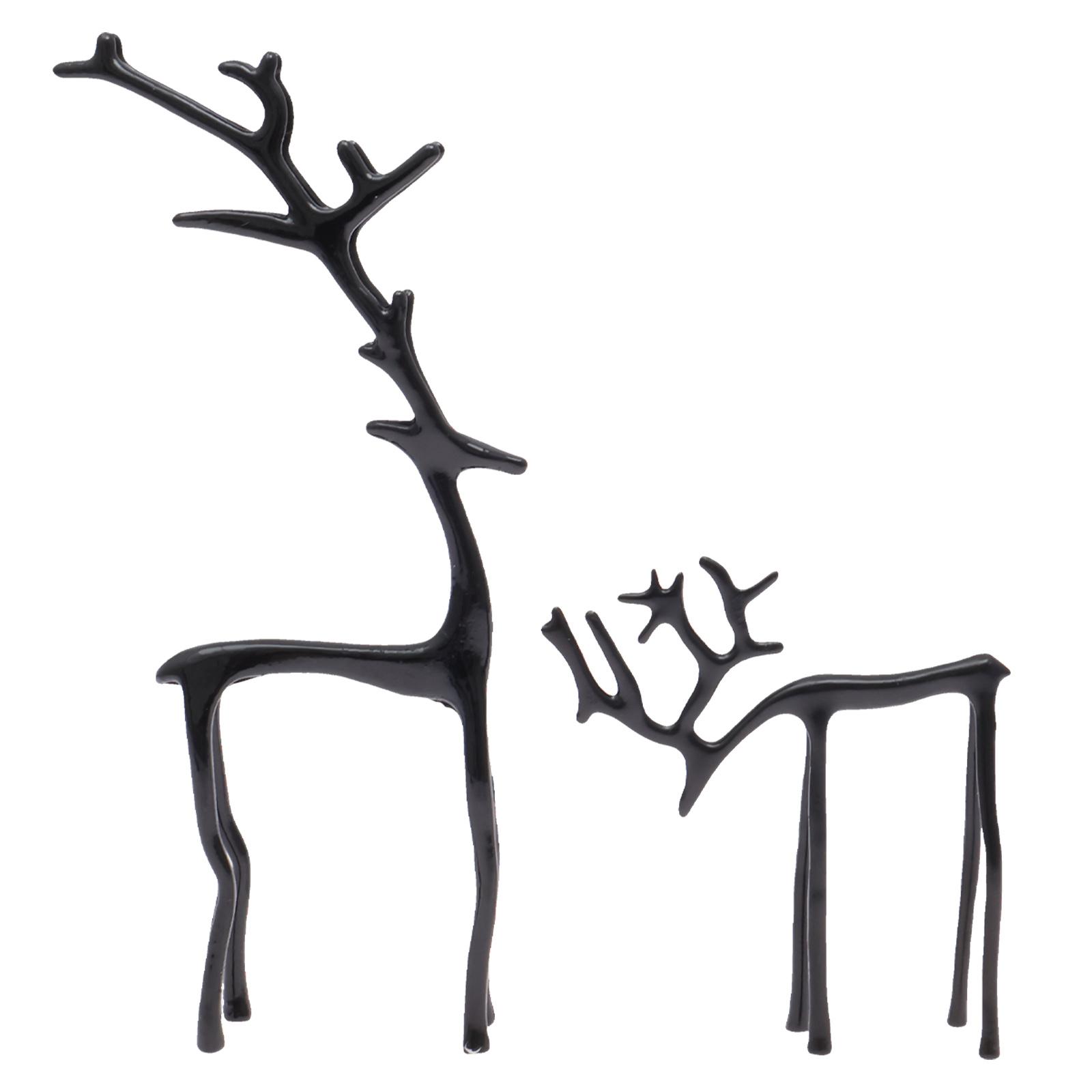 

2Pc Christmas Decorations Black Reindeer Statues Modern Alloy Reindeer Figurines Elegant Indoor Holiday Decor Table Centerpieces
