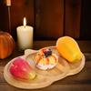 Wooden Pumpkin Serving Tray 3 Compartment Bamboo Appetizers Plate for Autumn Gatherings Desserts Fruits Snacks Holiday Serving