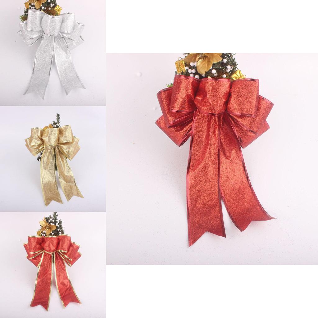 Stunning Multicolor Sparkling Glitter Christmas Tree Bow Ribbons For Holiday Celebrations