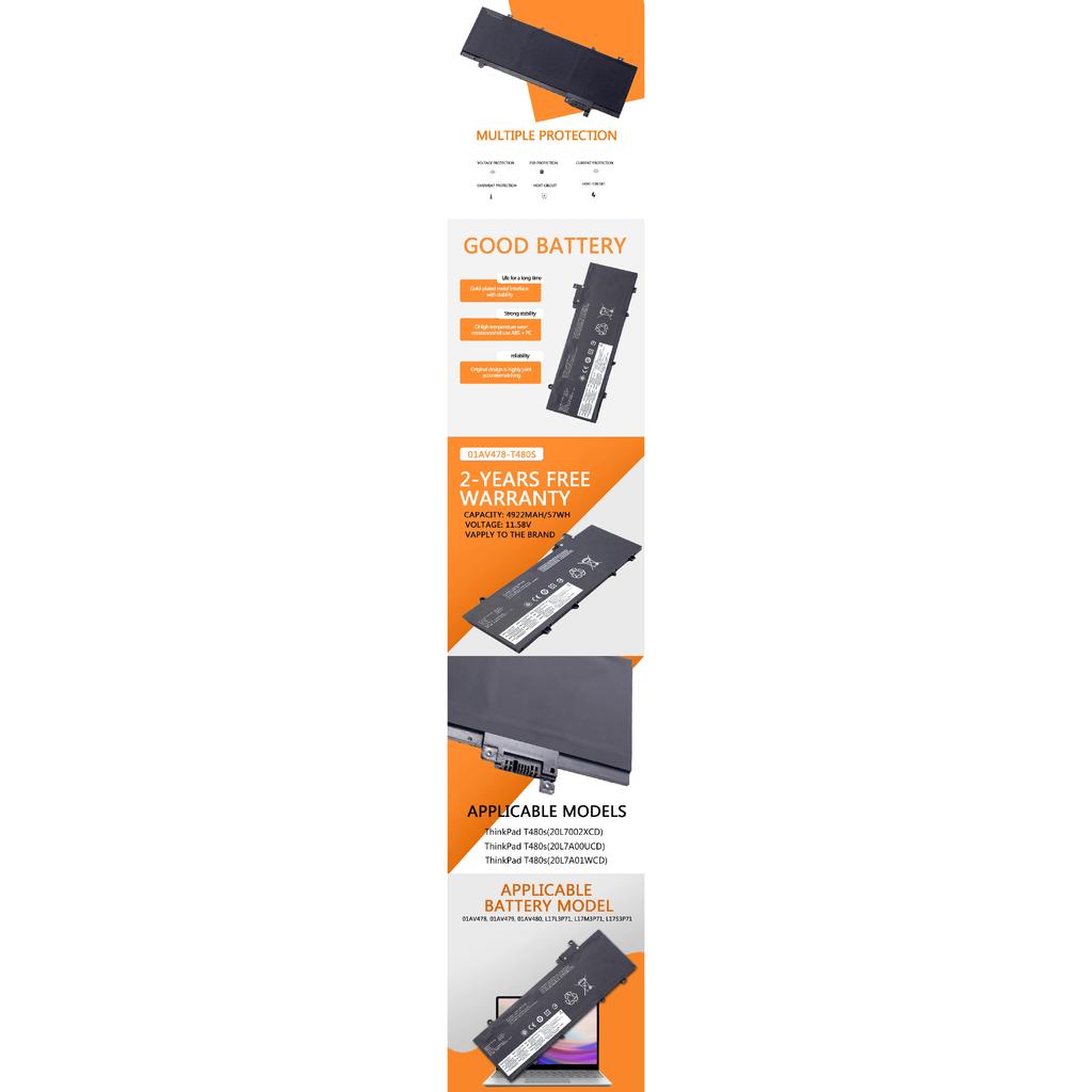 01AV480 SB10K97622 L17M3P71 L17L3P71 Battery For Lenovo ThinkPad T480S 01AV478 01AV479 SB10K97621 L17M3P72