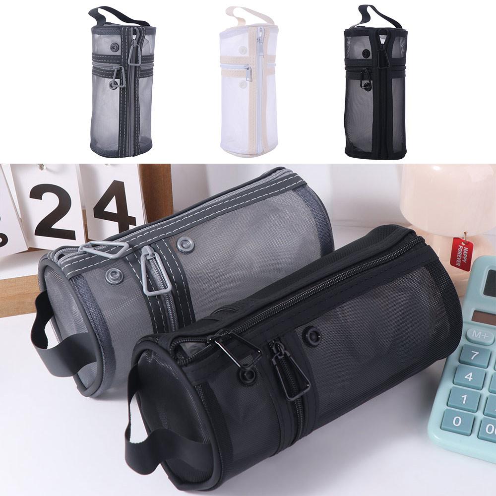 Simple Mesh Pencil Case Portable Stationery Storage Organizer Mesh Pen Holder  Bag  School Supplies