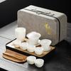 Rinder talg weißes Porzellan Teegeschirr, vollständiges Set Kung Fu Teegeschirr Deckelschale Teetasse Reise Teegeschirr Geschenkbox Druck