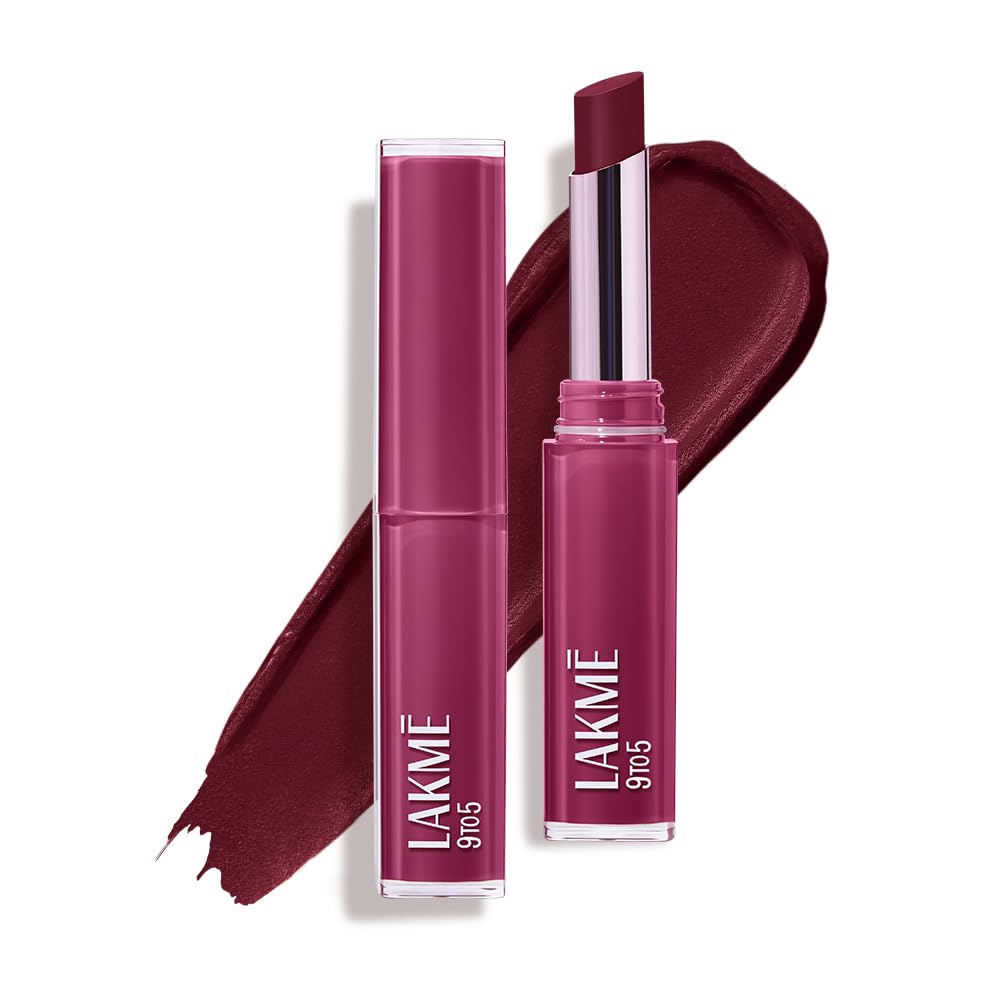 Lakme 9to5 Lip Tattoo Matte Slim Stick, Deep Wine, 2g, for Intense Color and Full Coverage, with Bakuchiol and Vitamin E, Smudgeproof and Waterproof