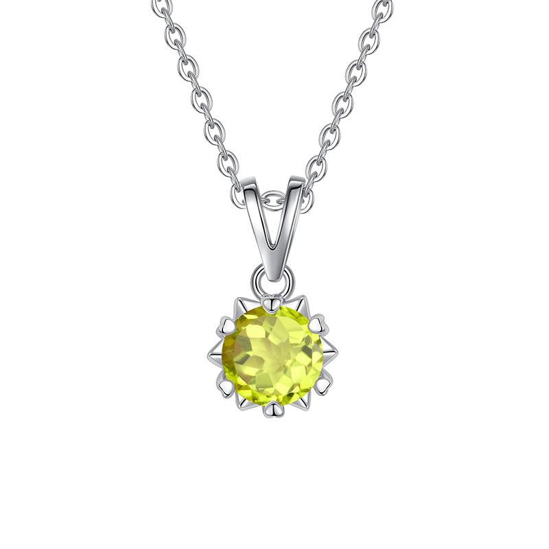 S925 Sterling Silver Necklace Women's High-end Design Sense Natural Crystal Stone Olivine Topaz Six-claw Jewelry Set Women