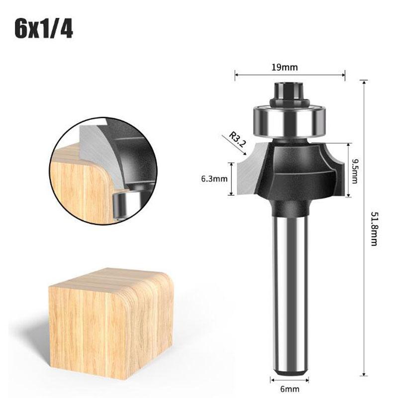 1/4inch 6mm Shank Corner Round Over Router Bit with Bearing Milling Cutter for Wood Woodwork