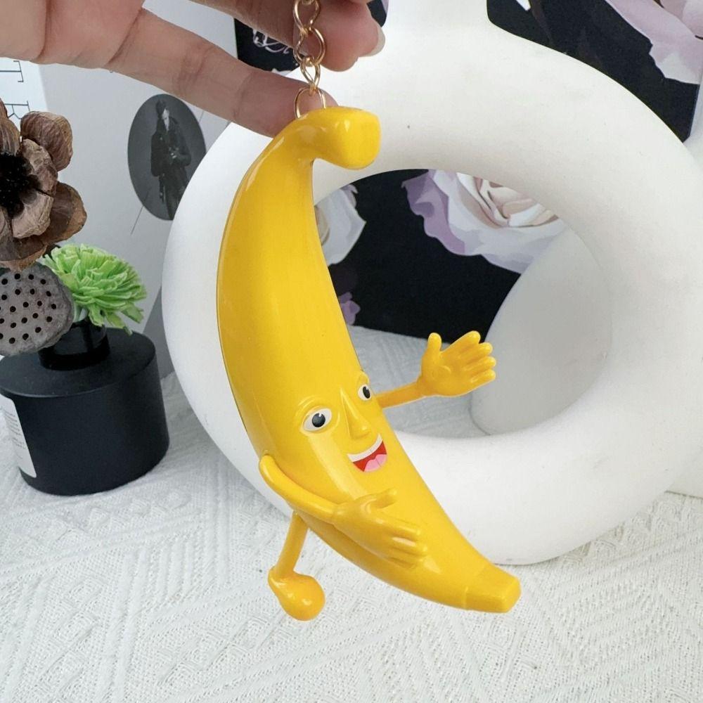 

Standing Big Banana Keychain Funny Movable Hand Banana Pendant Hanging Accessory banana