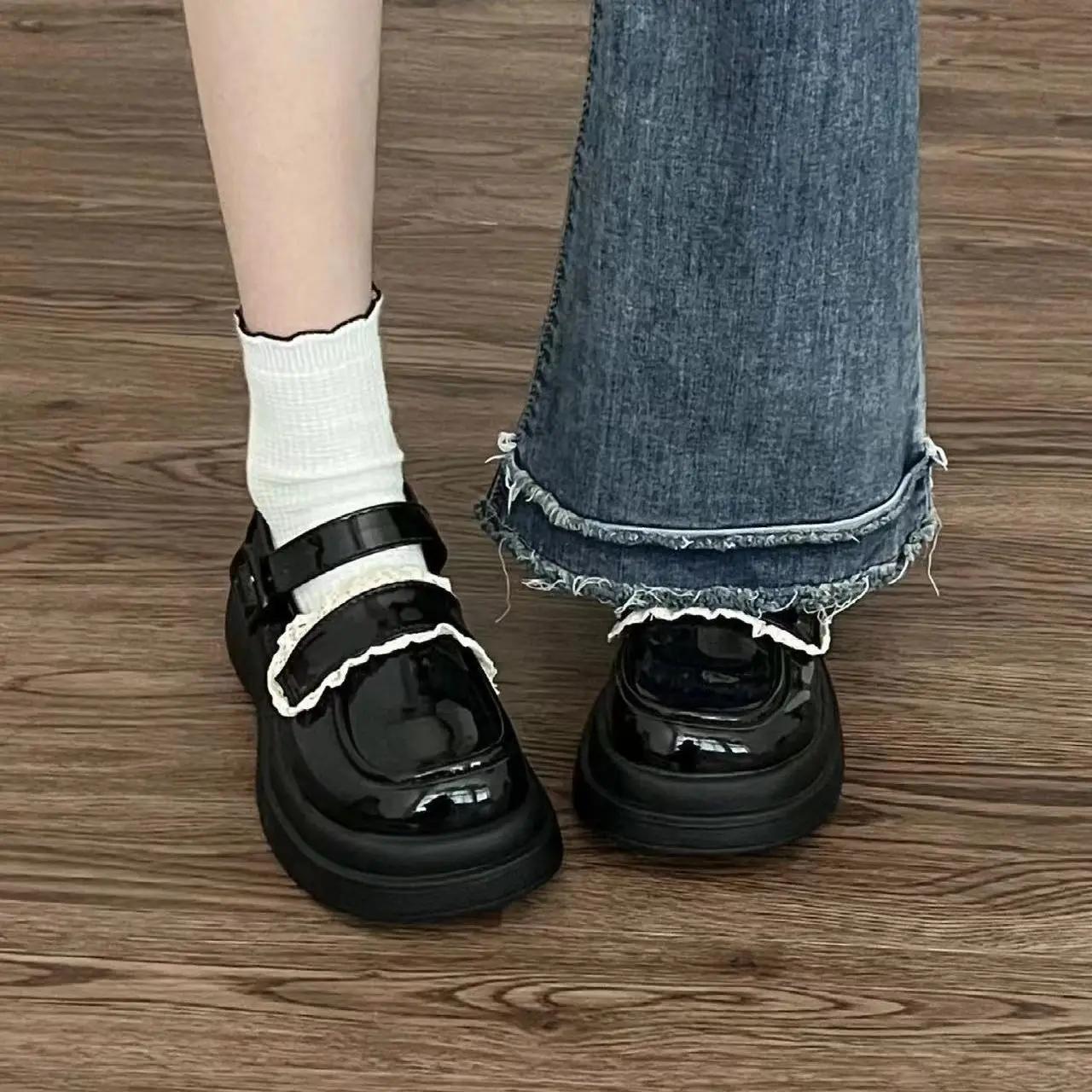 

With Medium Heels Loafers Round Toe Woman PumpsLoafers Shoes for Women Platform Elegant Dress Spring Chic on Sale Luxury Brand 35