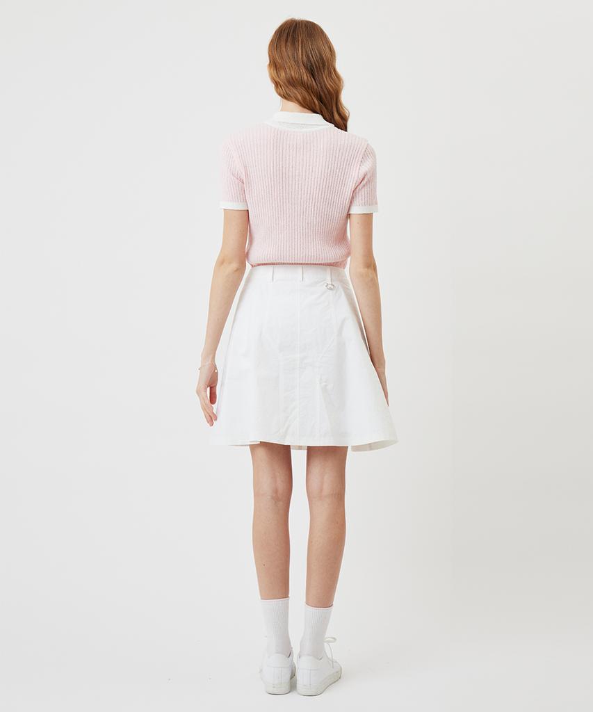 AVEN Boucle Knit Polo Shirt Pink
