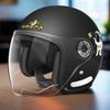Motorcycle Open Face Helmet For Men And Women Dual Lens Sun Visor Face Shield Top Lightweight Scooter Bike Retro 3/4 Helmet
