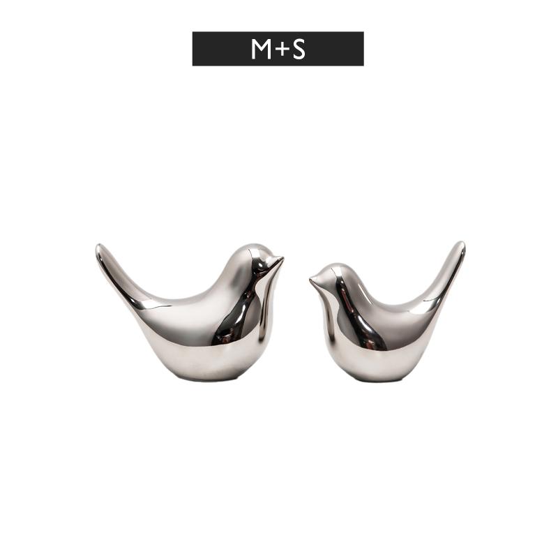 Figurine de păsări ceramice moderne, simple, de lux, din argint, accesorii de decorare pentru casă, figurine de păsări aurii, ornamente decorative de nuntă