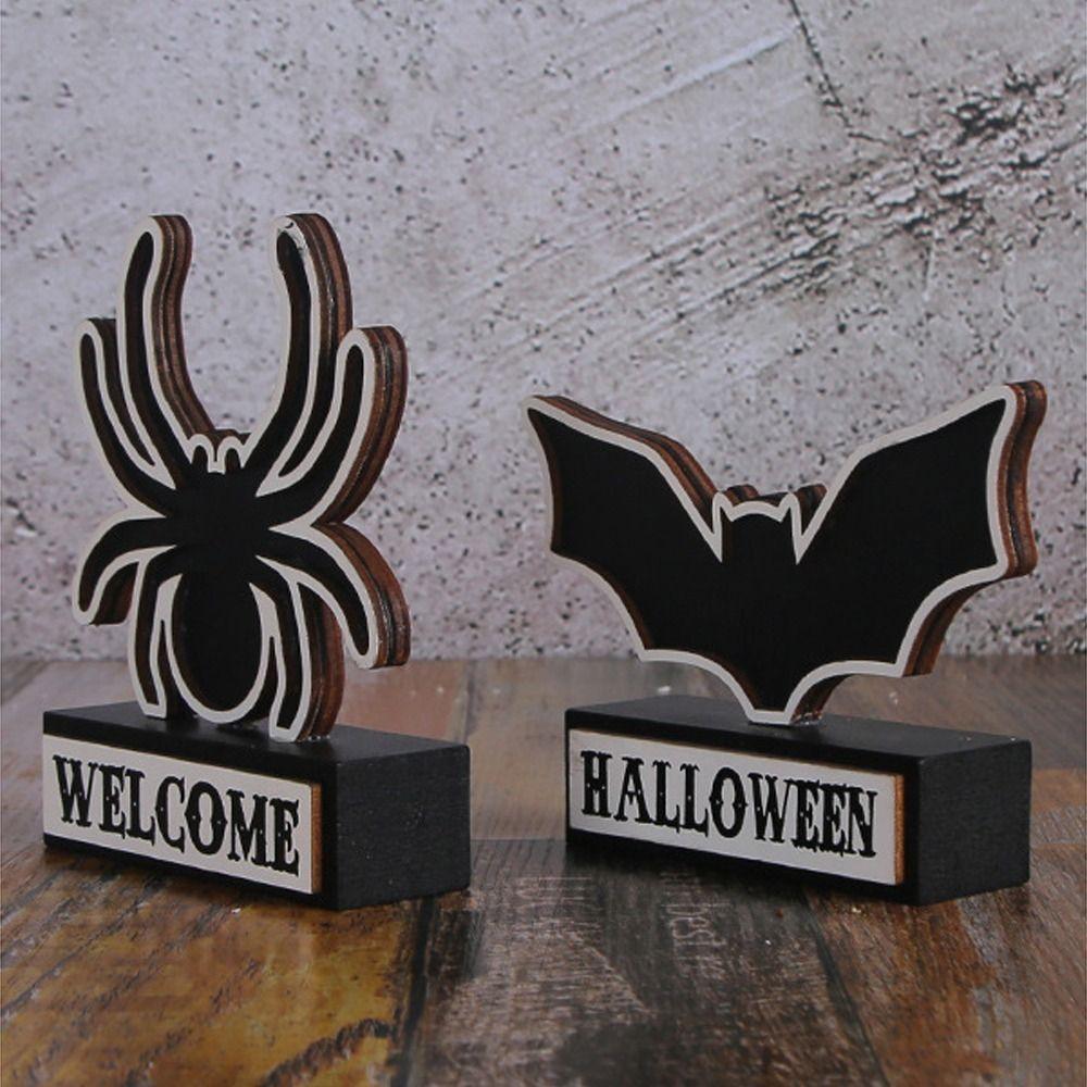 Funny Wooden Spider Decoration DIY Handmade Spider Bat Sign  Party Decoration Props