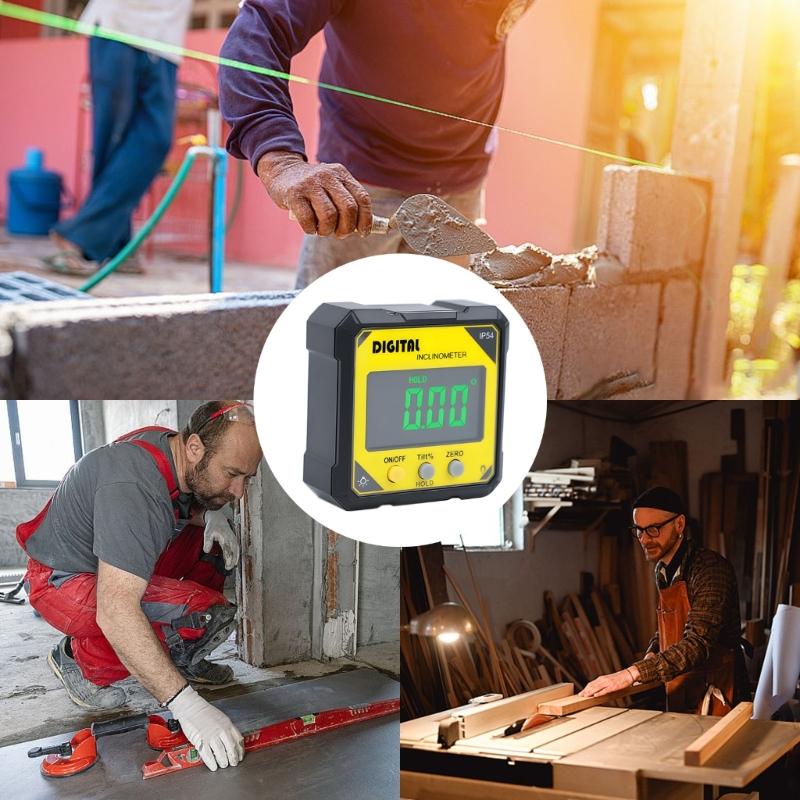 Digital Inclinometer Level Box Double Mode Measurement 360 Rotating Screen LED Backlights For Woodworking