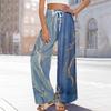Women Summer Boho Palazzo Pants High Waist Wide Leg Floral Printing Casual Trousers With Pockets