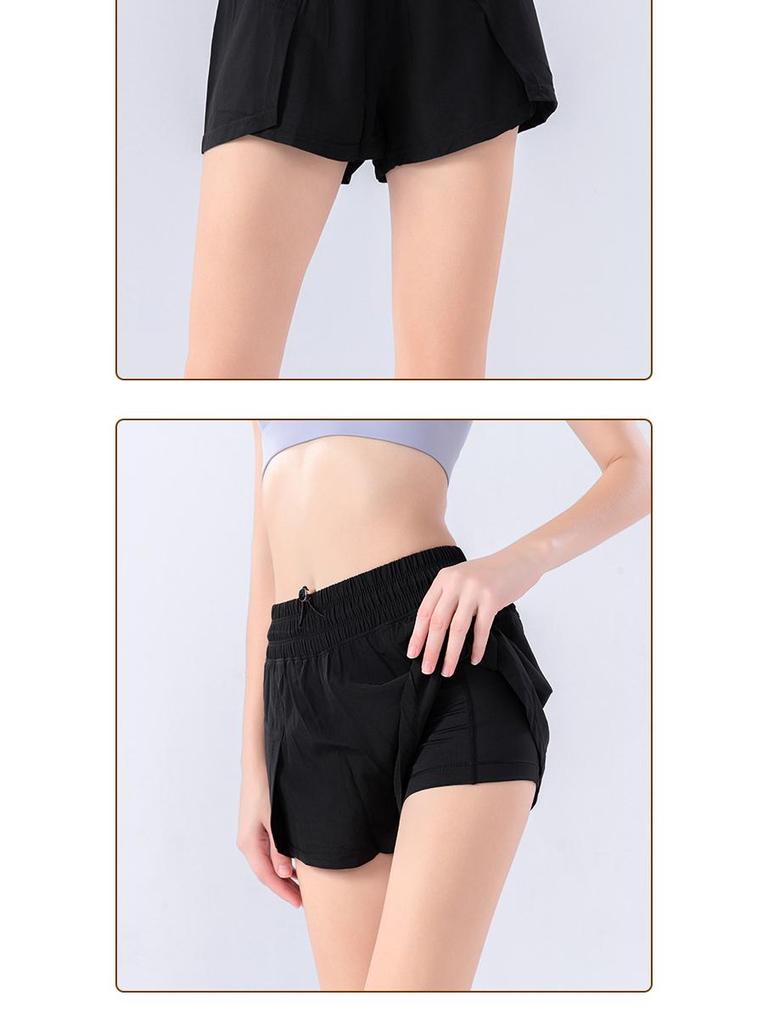 New Women's Quick-Dry Two-Piece Sports Shorts - Loose, Drawstring, Anti-Exposure Yoga & Fitness Pants.