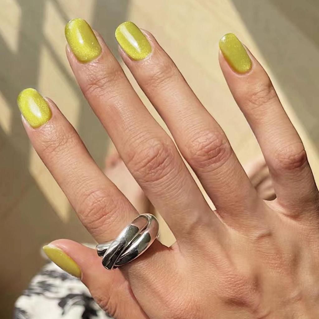 Cat Eye Wearable False Nails - Simple Whitening, Removable, High-End Nail Patches