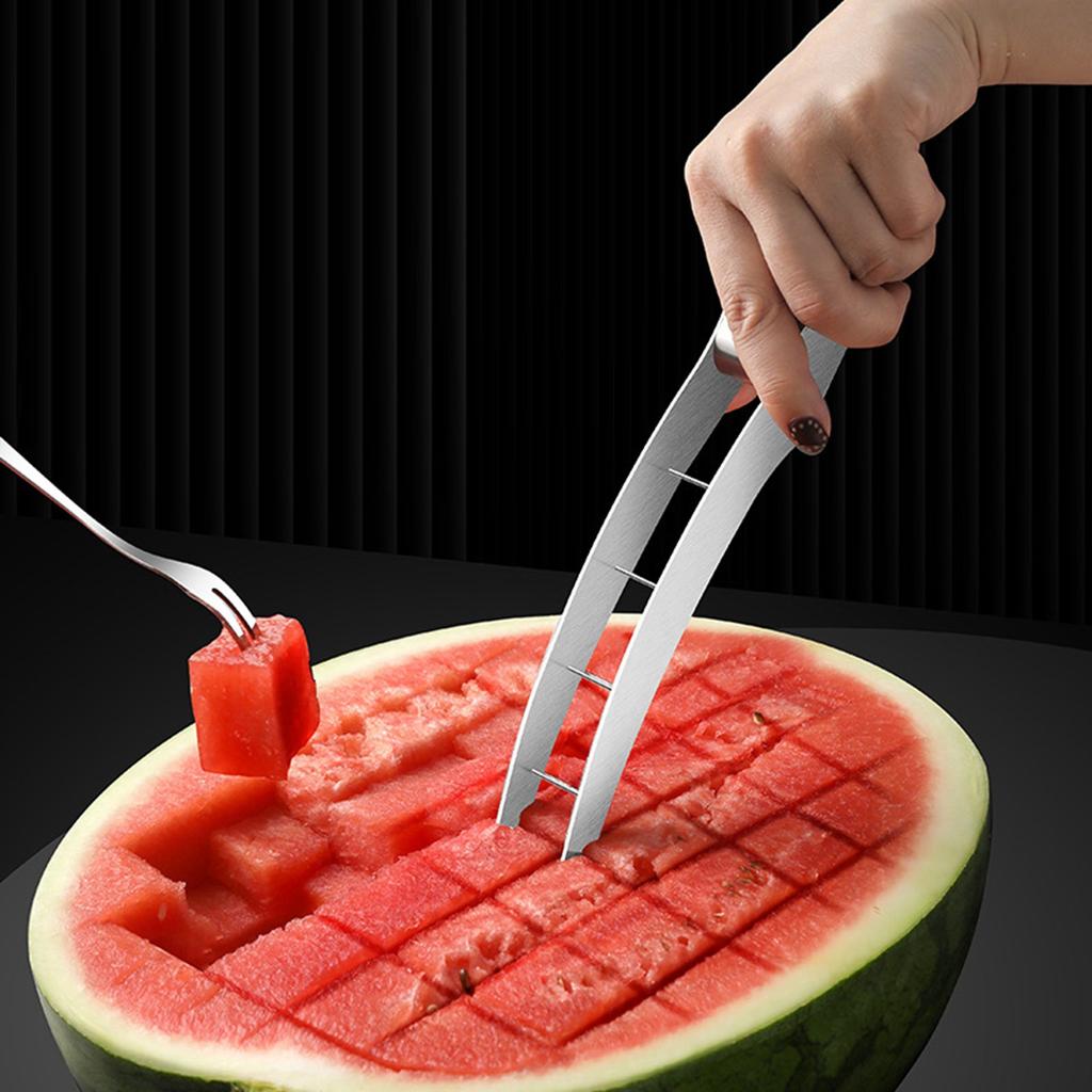 Wassermelonenwürfelschneider Mehrzweck Scharf Ergonomischer Griff 304 Edelstahl Melonenwürfelschneider Schneidwerkzeug für Küche
