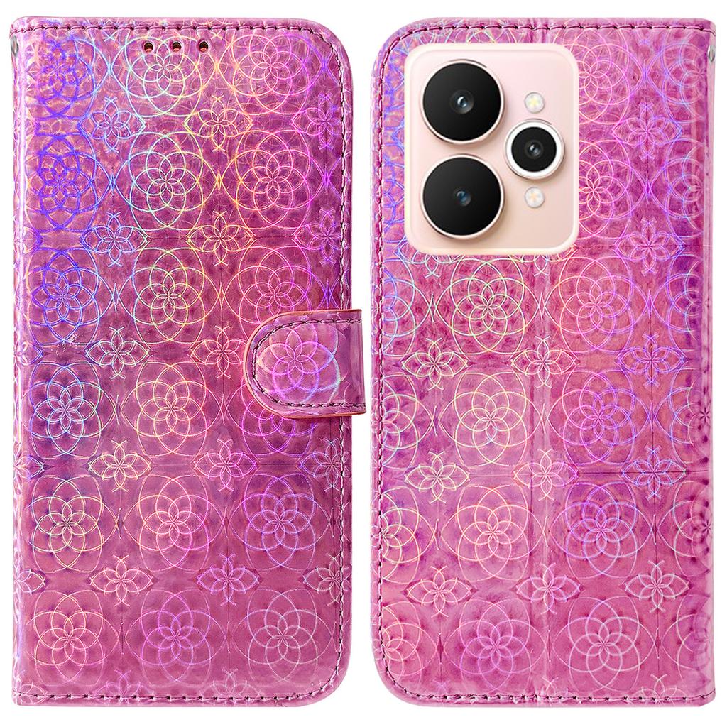 For Realme 15 Pro 5G/15 5G Stand Case Dazzling Flower Leather Phone Cover with Wrist Strap