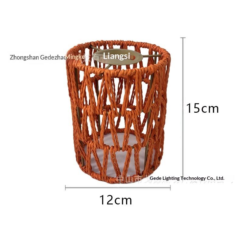 Handmade Paper Rope Woven Rattan Lampshade Boho Decorative Lampshade Table Lamp Decorative For Garden Yard Living Room
