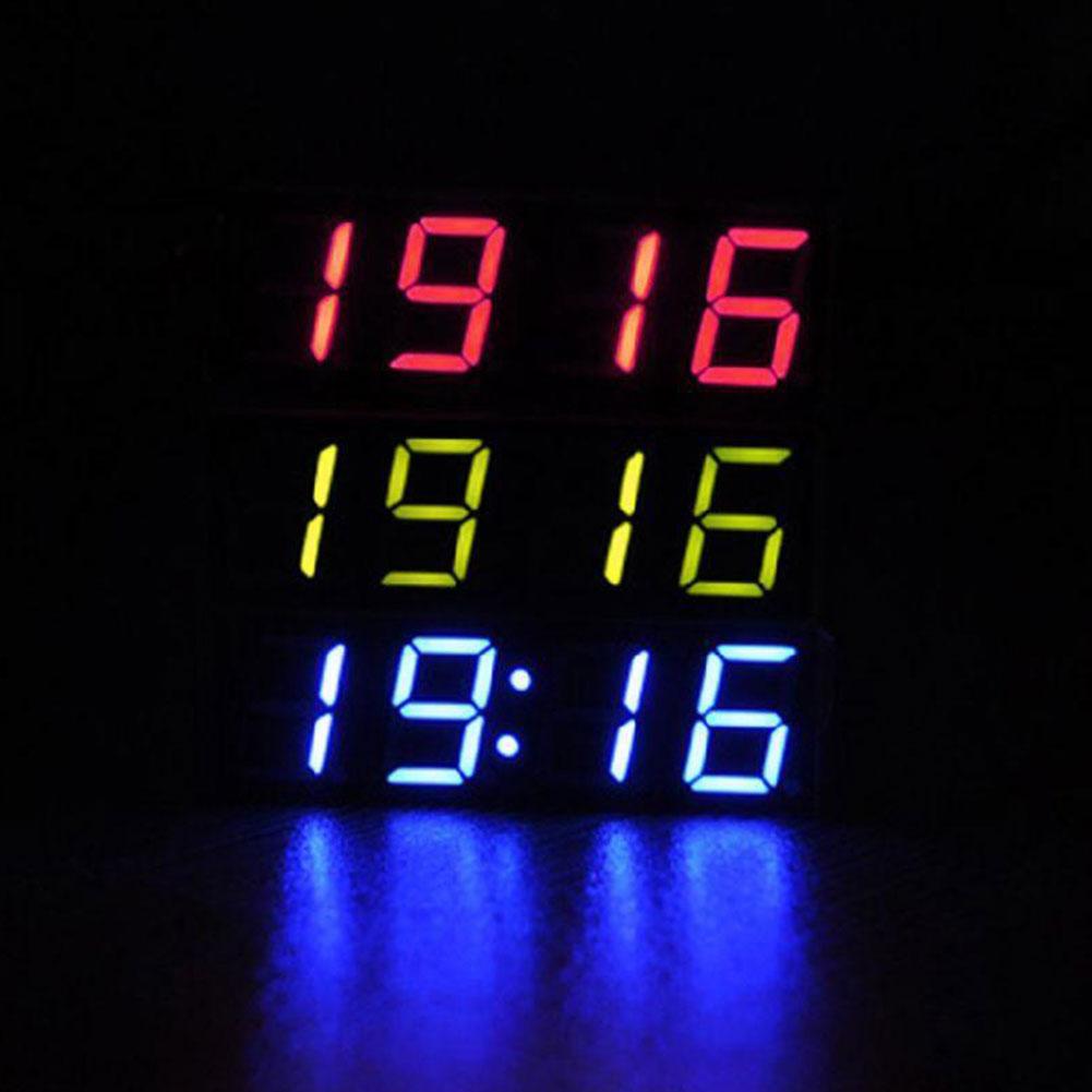 LED Digital Klokkemodul Mini Bilklokke Termometer 1 Voltmeter 3 Display Voltmeter 3 Digital Timer LED Farge IN W9O3