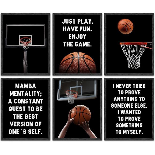 LNLAGBO pirational Basketball Wall Art Prints,Basketball Art Prints,Sports Canvas Posters for Sports Fans Boys Guys Room Dorm Bedroom Wall Decor,Set