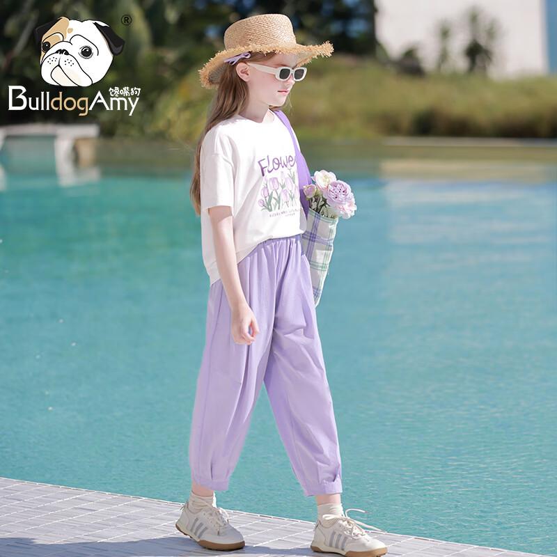 CHANZUIGOU Girls' Printed Short-Sleeve T-Shirt & Pants Sport Set