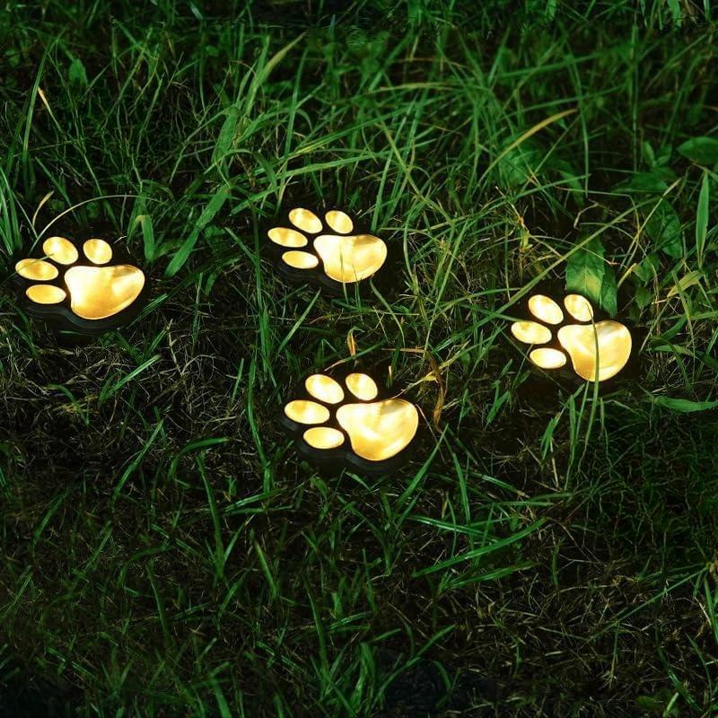 Solar Lawn Light Dog Paw Footprints Stairs Light Outdoor Waterproof Balcony Garden Fence Landscape Decoration Solar Powered Lamp