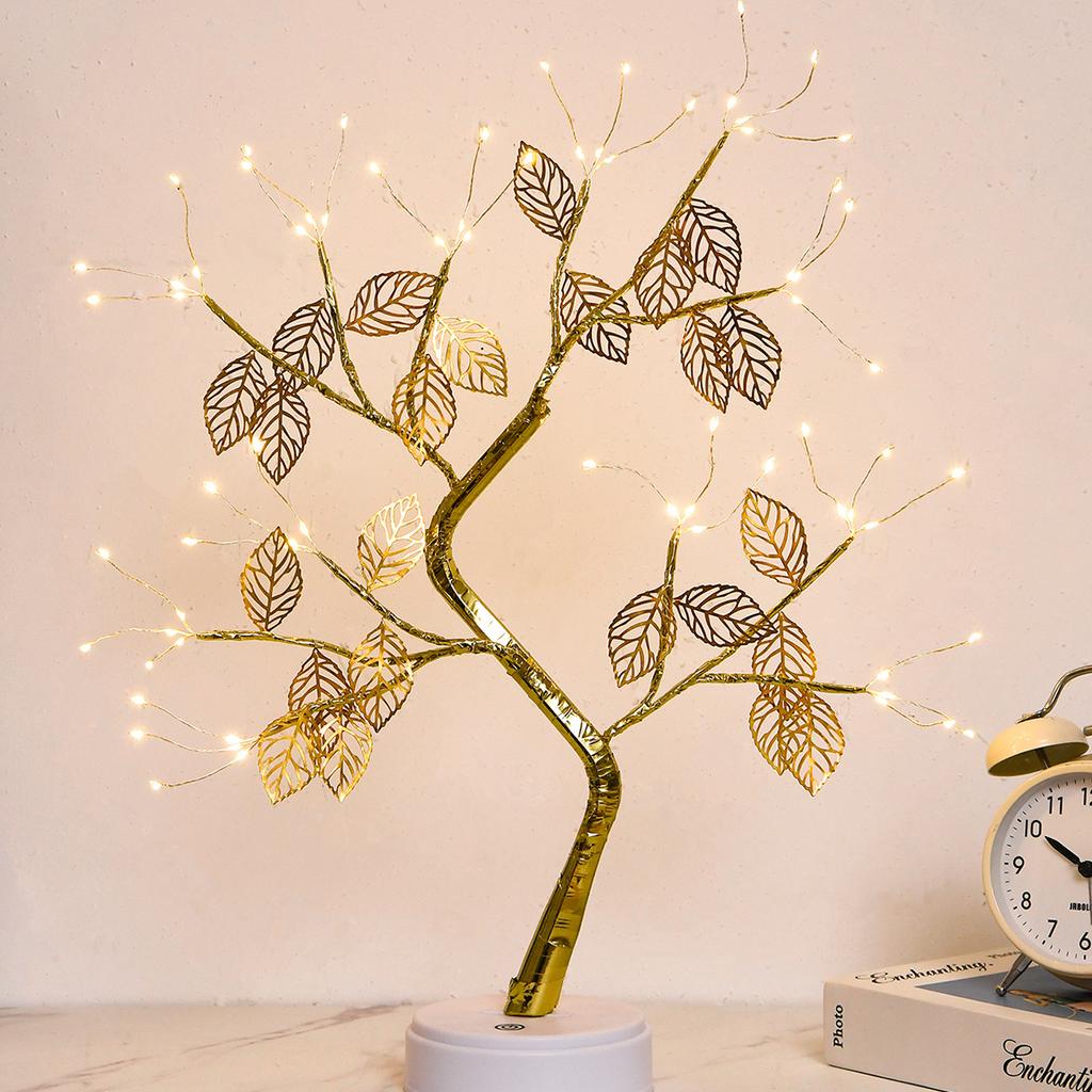 36/72/108 Bonsai Tree Led Lamp Table Usb Room Fairy Bedside Light 8modes Wire Bedroom Tabletop Night Switch Lights Christmas Diy