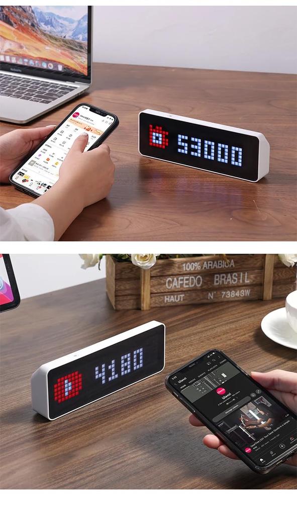 Ulanzi TC001 Smart Pixel Simultaneous Display of YouTube Weather Forecast Pixel Message Smart Pixel LED Dot Matrix Clock Followers, Function,