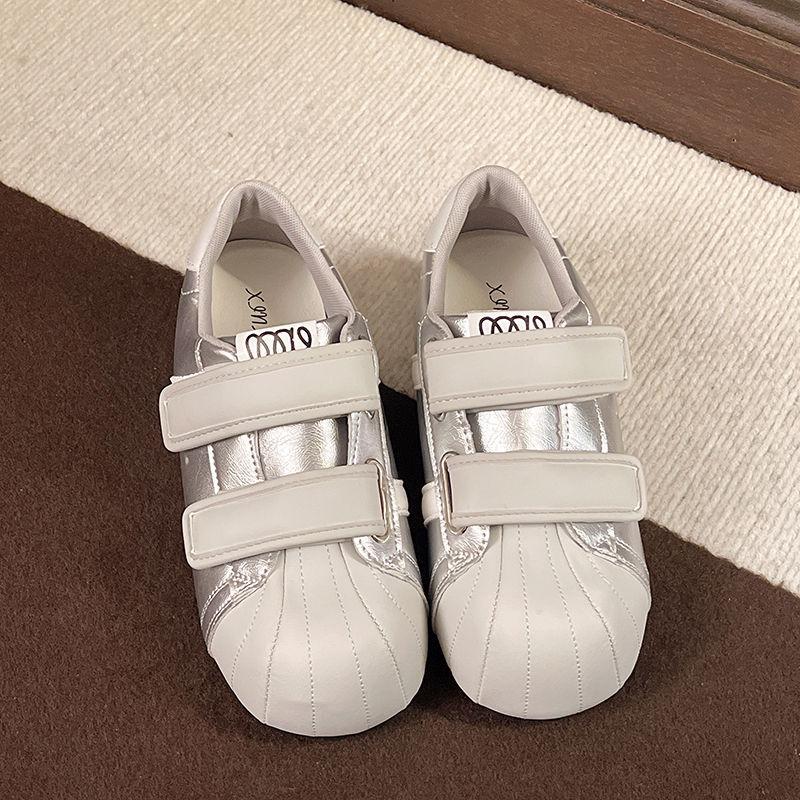 Velcro Ugly Cute Shell Head German Training Bread Shoes Women's New Versatile Inner Height Increase Casual Sports Small Board Shoes