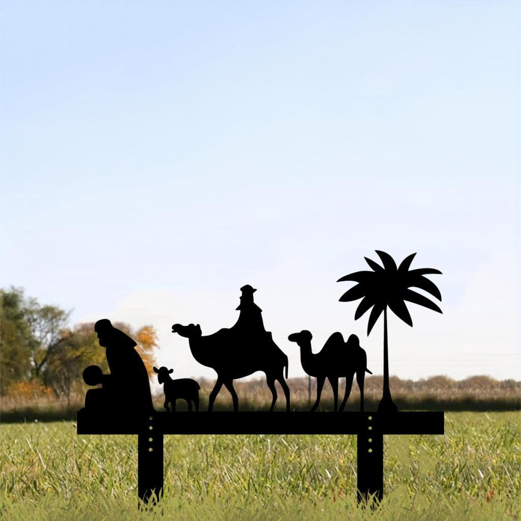 Nativity Scene Silhouette Yard Sign Decor Garden for Walkway